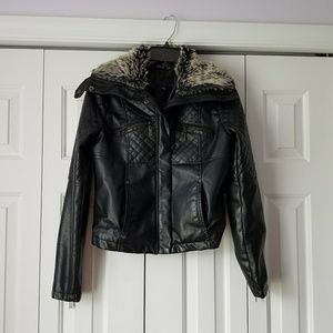 Fur leather jacket